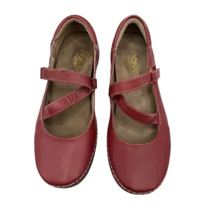 Vionic Judith Flat Mary Jane‎ Women 7 Red Burgundy Leather Orthaheel Support thumbnail 4