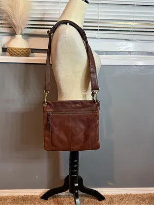 Fossil Sasha Brown Leather Crossbody Bag w Key Charm Vintage thumbnail 6