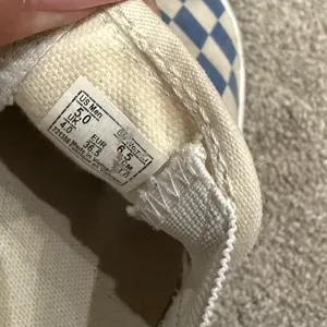 Vans Blue White Checkered Print Slip On Sneakers Size 6.5 thumbnail 5