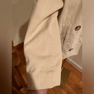 Ralph Lauren Cream Corduroy Double Breasted Pea Coat Jacket Sz M 100% Cotton. thumbnail 7