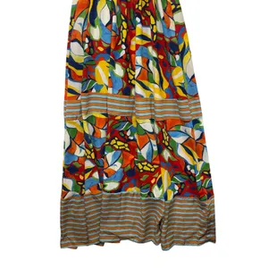 Bucketlist Abstract Floral Smocked Maxi Dress Small Multicolor Tie Strap‎ D4142 thumbnail 5