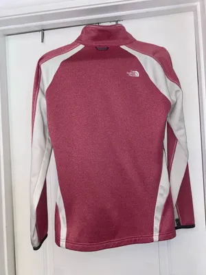 The North Face Pink White Colorblock Full Zip Fleece Jacket L thumbnail 3
