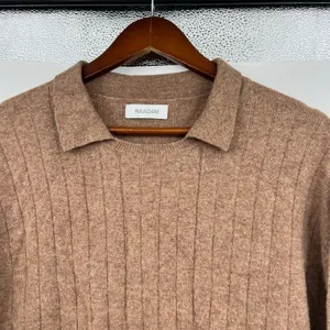 Naadam 100% cashmere brown tan pullover collared sweater women's size medium thumbnail 4