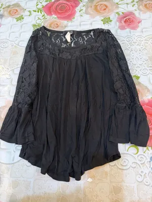 Streetwear Society Black Lace Embroidery Long Sleeve Blouse thumbnail 1