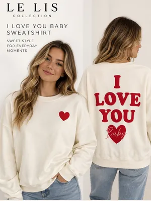 Le Lis I Love You Baby Heart Sweatshirt Ivory Red Size Large NWT thumbnail 2