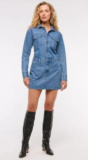 Abercrombie Long-Sleeve Denim Shirt Dress thumbnail 1