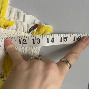 Aqua White Yellow Peplum Tank Top Smocked Lemons Novelty Prep Summer Vacation M‎ thumbnail 6