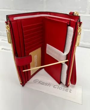 Double Zip Wristlet Wallet Bright Red thumbnail 5