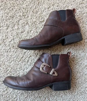 Ariat Jenna Western Ankle Boots 8.5B Brown Leather Cowboy Equestrian thumbnail 1