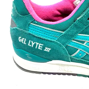 Asics Gel Lyte III Size 7 Shoes Sneakers Blue with Pink Laces Sports Activewear‎ thumbnail 5