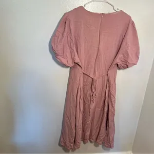 Evelett‎ J Style Women's Midi Fit & Flare Dress Short Sleeve Light Pink Crewneck thumbnail 5