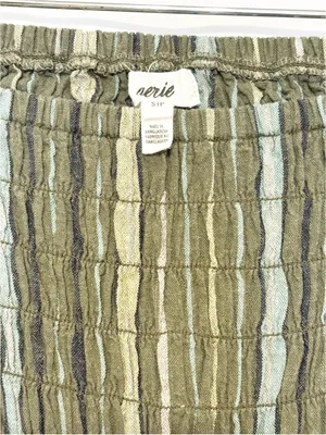 Aerie Strapless Smocked Linen Blend Green Jumpsuit size Small thumbnail 6