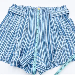American Eagle Stretch Mom Short Size 6 Paperbag Belted Blue White Stripe Preppy thumbnail 8
