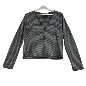A Byer Vintage Y2K 90s Large Cardigan Single Button Metallic Striped Black White USA thumbnail 2