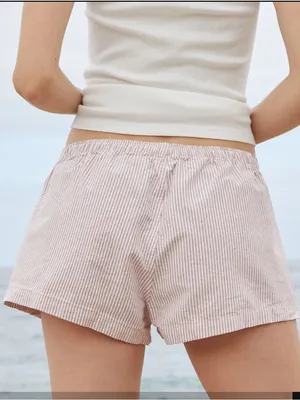 Brandy Melville Pink and White Striped Keira PJ Boxer Shorts thumbnail 4