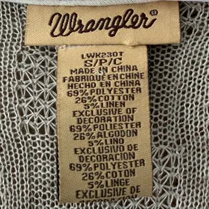 Wrangler sz S Fringe Gauzy Crochet Long Duster Vest Layering Cardigan Western thumbnail 4