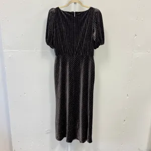 Karl Lagerfeld Paris Velvet Pinstripe Rhinestone Midi Maxi Dress Brown 8 Holiday thumbnail 4
