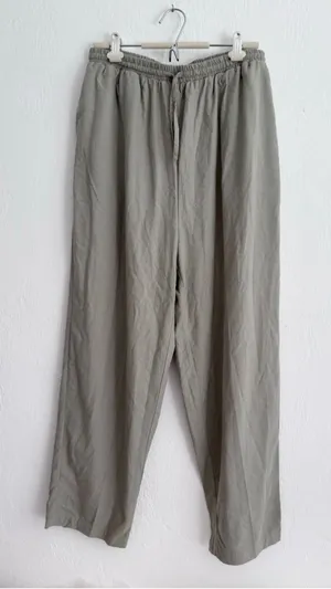 Women's Unbranded Silk Trousers Green Size 1X Silk Noil Raw Silk Drawstring thumbnail 1