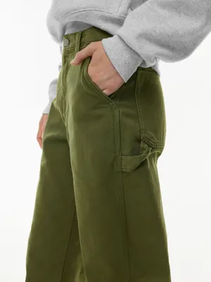 TNA Aritzia Greenwich Pant High-Waisted Carpenter Twill Olive Green Size 8 thumbnail 1