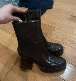 Princess Polly Brown Leather Booties thumbnail 1