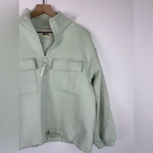 Madewell Mint Green Quilted Jacquard Zip‎ Women Jacket Sz M thumbnail 8