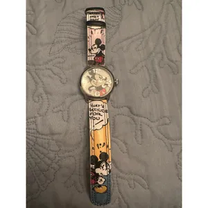 NWOT Disney Mickey Mouse Watch MZB Mck958h15 Silver Case Multicolor Cartoon Band thumbnail 2