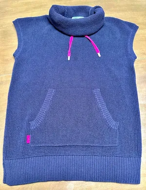 LAUREN RALPH LAUREN ACTIVE Funnel Neck Sleeveless Sweater Women’s Med Navy Blue thumbnail 1