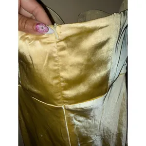 Selfie Leslie NWT Butter Yellow Satin Strapless Maxi Dress Womens M Bridesmaid thumbnail 3
