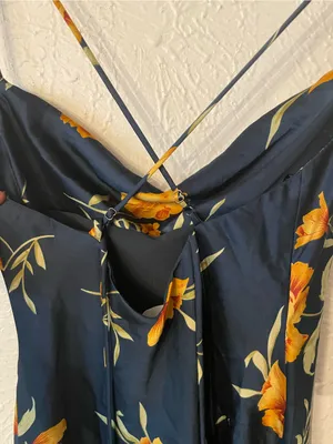 NWOT ASTR Gaia Strappy Bias Cut Satin Midi Floral Slip Dress Print XS thumbnail 5