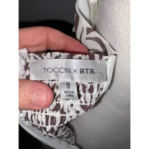 Toccin x‎ RTR Brown White Zebra Print Halter Mini Dress Size 8 Smocked Back thumbnail 4