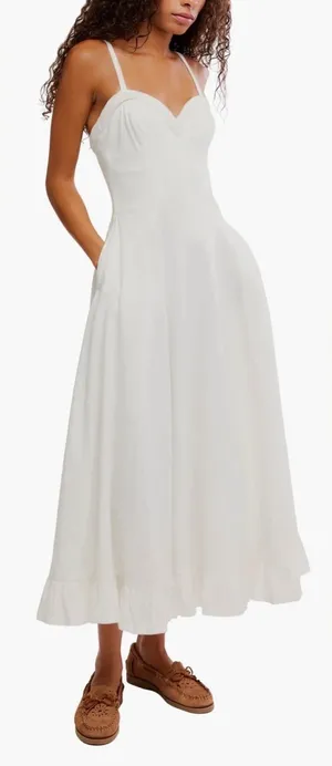 NEW Free People Another Season Midi white Dress sz XS thumbnail 1