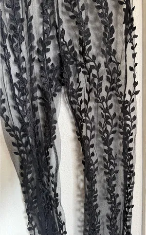 Black Woven Sheer Lace Pants Pretty Little Thing Flared thumbnail 3