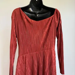 ASOS Boho Relaxed Witchy MobWife Lagenlook Plisse Asymmetric Dress‎ 10 Rust Red thumbnail 7