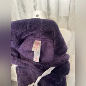 No Boundaries Dark Purple Fleece Fuzzy Hoodie Womens Size Small S Teddy Pullover thumbnail 4