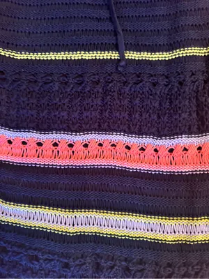 Anthropologie Maeve Antonella Crochet Midi Skirt Navy Striped Small EUC thumbnail 3