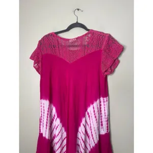 Pepper‎ Free Size Pink Dress Asymmetric Floral Tie Dye Lace Beachy Boho Hippie thumbnail 4