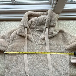 NWOT Chuncky Fleece 1/4 Zip Hoodie size S cream/light tan thumbnail 7