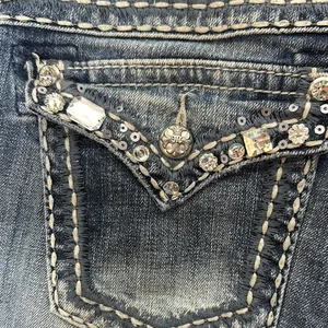 Miss Me Blue Cropped Jeans with Rhinestone Embellishments thumbnail 4