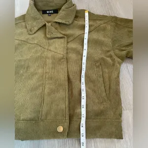 Mine Blu Pepper Green Corduroy Crop Moto Jacket ~ Size Medium thumbnail 11