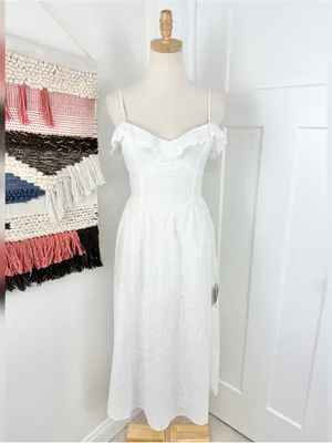 Lulus Lovely Weather Eyelet Bustier Dress White Sz L NWT thumbnail 2