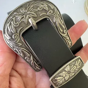 Western Belt Silver Buckle Adjustable Faux Leather Boho Chic Style thumbnail 8