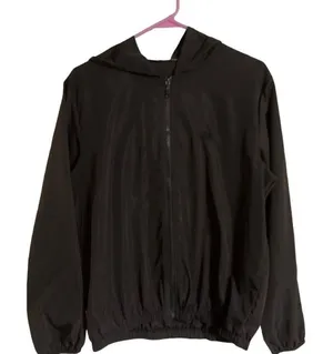 Brandy Melville Windbreaker Jacket Womens OS Black Bear Logo Hooded Full Zip thumbnail 1