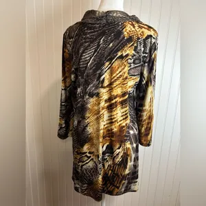 Susan Grave women Multicolor Animal Print Cowl Neck Tunic Size S Asymetrical thumbnail 2