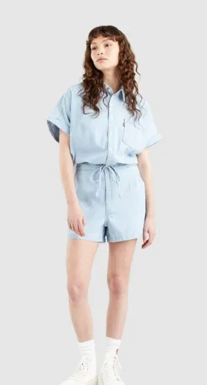 NWT LEVIS Roomy Overalls Romper Female Levis Light Jeans Color thumbnail 6