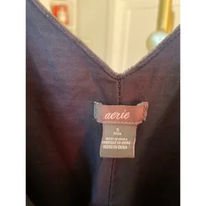 Aerie Navy Velvet Double Strap Cropped Cami Clean Girl‎ Quiet Luxury Feminine S thumbnail 4