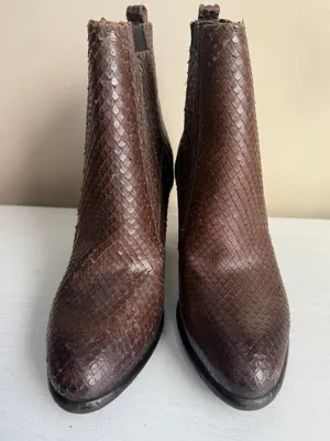 Firenze New Size 6 M 36 Brown Reptile Textured Leather Pointy Toe Boots Booties thumbnail 3