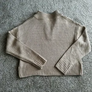 Cupcake Boutique Camel Knit Quarter Zip Cropped Small thumbnail 5