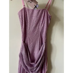 Oh Polly La Rochette Embellished Bandeau Cowl-Waist Maxi Dress Lavender Size 0 thumbnail 7