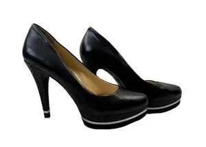 Gianni Bini Women's Black Heels with Silver Lining thumbnail 1