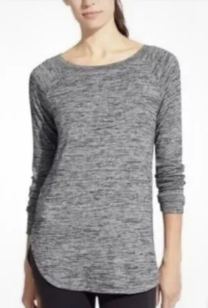 Athleta Pose Top Women’s Marl Grey Long Sleeve Heather Tunic High Low Hem Medium thumbnail 1